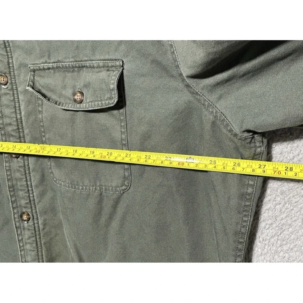 Woolrich Shacket Mens XL Green Utility Canvas Thick Fleece‎ Lined Work Shirt